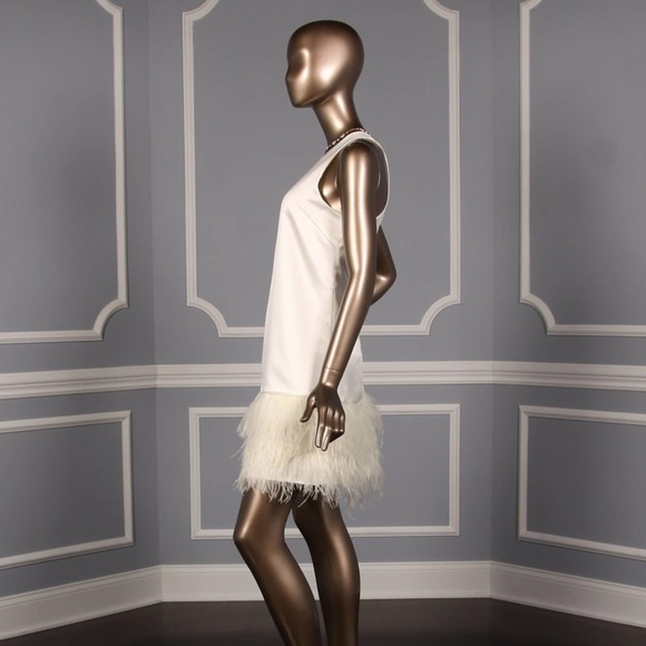 NHA KHANH Jaslene Aline Ivory Sleeveless Scoop Neckline Satin Mini Wedding Dress - Picture 3 of 8